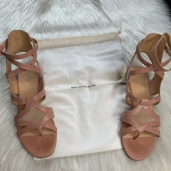 Balenciaga Pink Suede and Leather Gladiator Sandals - Picture 12 of 12